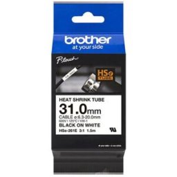 Brother HSe-261E cinta de tubo termocontraíble negro sobre blanco 31 mm