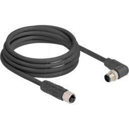 DELOCK 80530 - Cable M12 codificado en L de 4 clavijas macho en ángulo recto a