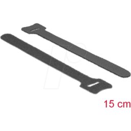 DELOCK 18686 - Correas de velcro con 150 mm LA x 12 mm AN (10 unidades) negro