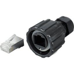 RJ45 STS - Conector macho RJ45, apantallado, negro