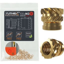 RUTHEX RX-M3X5X4 - Impresión 3D, inserciones de rosca, VORON, M3, 100 piezas