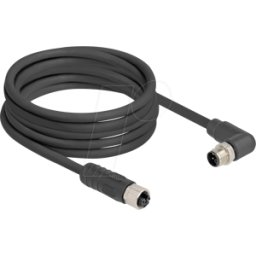 DELOCK 80531 - Cable M12 codificado en L de 4 clavijas macho en ángulo recto a