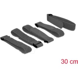 DELOCK 18704 - Sujeciones de velcro de 300 mm LA x 20 mm AN con lazo negro