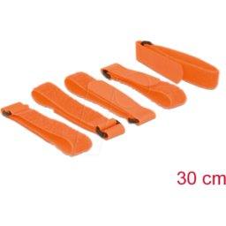 DELOCK 18707 - Sujeciones de velcro de 300 mm LA x 20 mm AN con lazo naranja
