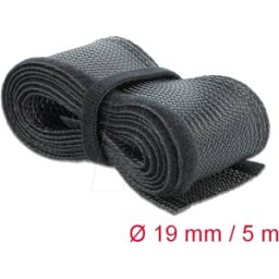 DELOCK 19050 - Funda trenzada con cierre de gancho y lazo 5 m x 19 mm negro