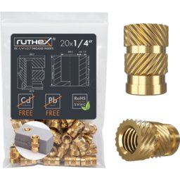 RUTHEX RX-1/4X127 - Impresión 3D, inserciones de rosca, 1/4 "x12.7, 20 piezas