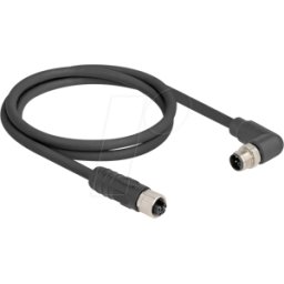 DELOCK 80528 - Cable M12 codificado en L de 4 clavijas macho en ángulo recto a
