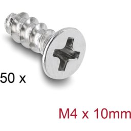 DELOCK 60989 - Tornillo para ventilador M4 x 10 mm, 50 unidades, plata