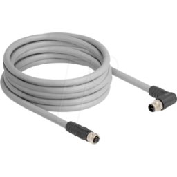 DELOCK 80552 - Cable M12 codificado en L de 5 clavijas macho en ángulo recto a