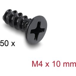 DELOCK 60988 - Tornillo para ventilador M4 x 10 mm, 50 unidades, negro