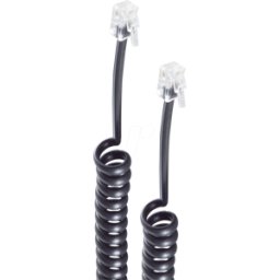 SHIVERPEAKS SHVP BS70135-5 - Cable espiral del teléfono, 2x 4P4C, negro, 5m.