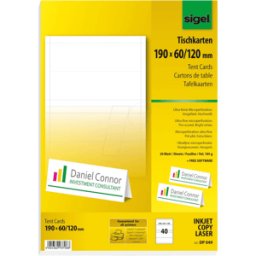 SIGEL DP049 - Colocar tarjetas, 190 x 60 mm, 40 piezas, blanco