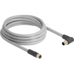 DELOCK 80549 - Cable M12 codificado en L de 5 clavijas macho en ángulo recto a