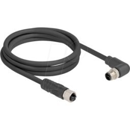 DELOCK 80529 - Cable M12 codificado en L de 4 clavijas macho en ángulo recto a