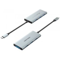 Docking USB Tipo-C Vention TOPHB - 1xHDMI - 3xUSB - 1xLector Tarjetas SD y MicroSD - Gris