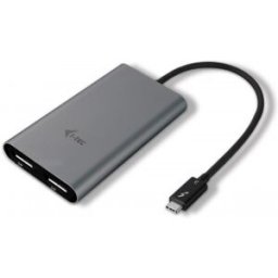 i-tec THUNDERBOLT 3 Dual Adaptador, USB Tipo C, 1.2a, 5120 x 2880 Pixeles, 16/32 bit, 40 Gbit/s, Neg