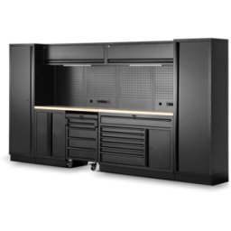HBM sistema modular de taller 13 piezas, negro