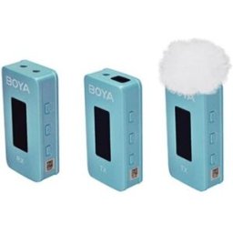 Micrófono inalámbrico BOYA BY-XM6-K2 de 2,4 GHz (1xRX y 2xTX) con estuche de carga Azul