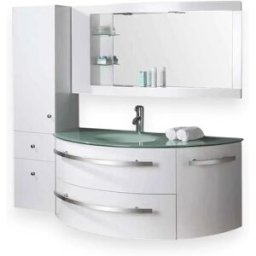 ELITESHOPPING Mueble de baño blanco de 120 cm con lavabo y columna auxiliar incluidos – Annabelle