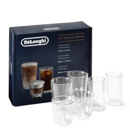 De'Longhi Colección Hot&Cold, Juego de 2 vasos de cappuccino, 2 vasos de cold brew, 2 vasos térmicos de doble pared DLSC326