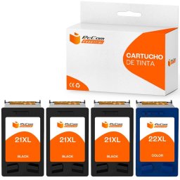 Pccom Essential HP 21XL/22XL Cartucho Tinta Compatible Negro/Tricolor Pack 4