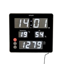 Reloj de pared Orium 11295 digital con termómetro e higrómetro, negro ABS