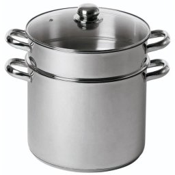 Baumalu Couscoussier De Acero Inoxidable 20 Cm, 5,8 L, Compatible Con Inducción, Tapa De Vidrio Templado, Inserto Para Vapor Apilable, Apto Lavavajillas