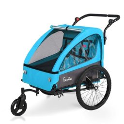 Remolque para Bicicleta Infantil Sepnine Bt920 2 Niños Plegable Azul