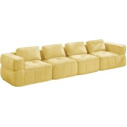 Meubles Cosy Gran sofá modular 4 plazas con espuma hd 32d, amarillo
