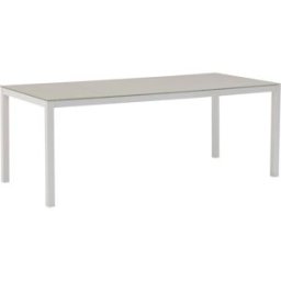 PORTMOBEL Mesa de comedor 200*90 exterior y jardín de aluminio blanco cristal