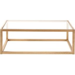 Maisons du Monde Mesa de centro redonda de roble macizo y cristal Ø100 cm