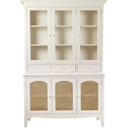 Maisons du Monde Alacena de pino y ratán blanco roto de 123 cm