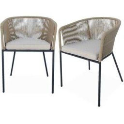 sweeek Sillón de jardín de cuerda y acero galvanizado, set de 2, antracita