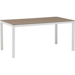 PORTMOBEL Mesa de comedor 160*90 exterior y jardín de aluminio blanco cristal