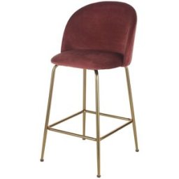 Maisons du Monde Taburete alto de terciopelo terracota y acero dorado de 65 cm