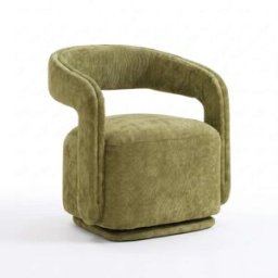 Meubles Cosy Sillón lounge de chenilla, giratorio 360°, diseño barril, verde