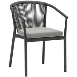 PORTMOBEL Sillón de comedor exterior y jardín de aluminio antracita cojín gris