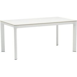 PORTMOBEL Mesa de comedor 160x90 exterior y jardín de aluminio blanco top mesa