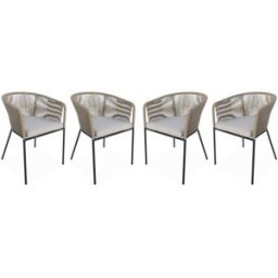sweeek Sillón de jardín de cuerda y acero galvanizado, set de 4, antracita