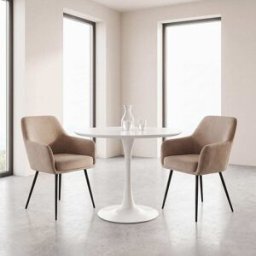 Maisons du Monde Mesa de comedor redonda de MDF blanca Ø100 cm