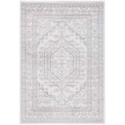 Safavieh Alfombra medallón de polipropileno blanco/plata, 122 x 183 cm