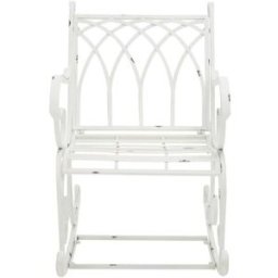 Safavieh Mecedora de jardín de hierro, blanco