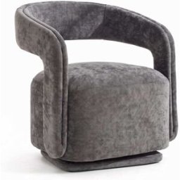 Meubles Cosy Sillón lounge de chenilla, giratorio 360°, diseño barril, gris