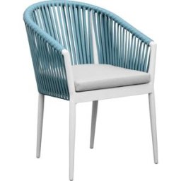 PORTMOBEL Sillon exterior y jardín de aluminio blanco. Aqua y cojin gris claro