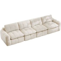 Meubles Cosy Sofá modular 4 plazas de chenilla con espuma 32d, beige