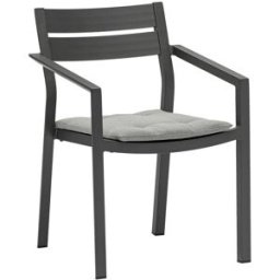 PORTMOBEL Silla de comedor exterior y jardín de aluminio antracita cojin gris