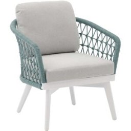 PORTMOBEL Sillón 1 plaza exterior y jardín de aluminio blanco cuerda