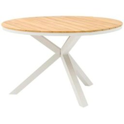PORTMOBEL Mesa redonda de aluminio blanco / teca diam 120cm