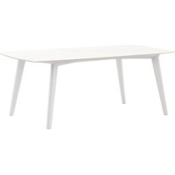 PORTMOBEL Mesa de comedor 180x90 exterior y jardín de aluminio blanco