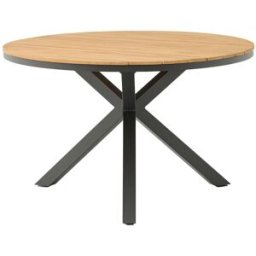 PORTMOBEL Mesa redonda de aluminio antracita/ teca diam 120cm